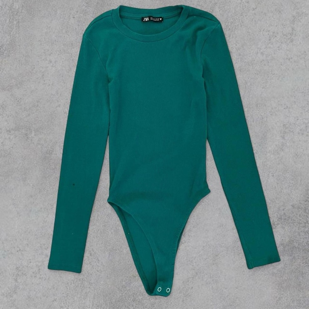 Zara womens green Long-Sleeve One Piece Bodysuit size XS